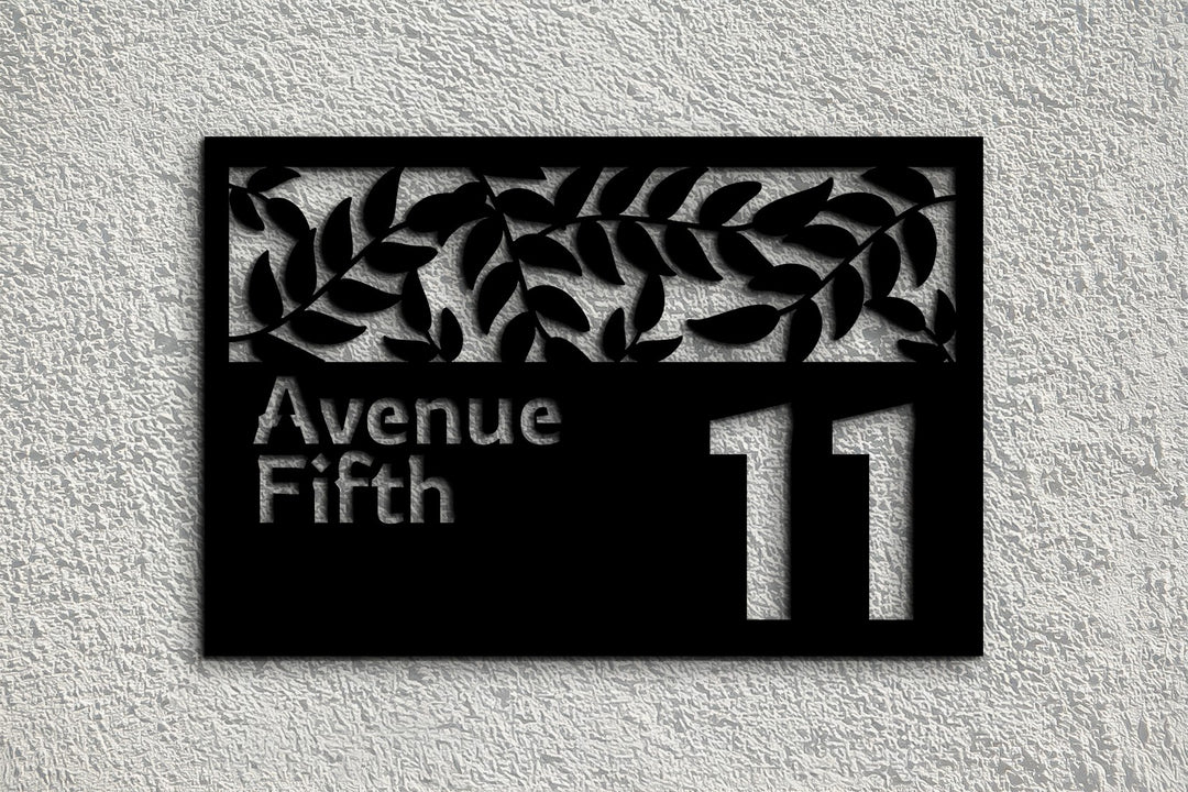 Contemporary outdoor metal street name house sign
