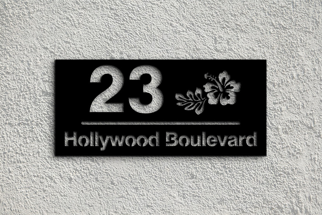 Minimalist metal street name address sign