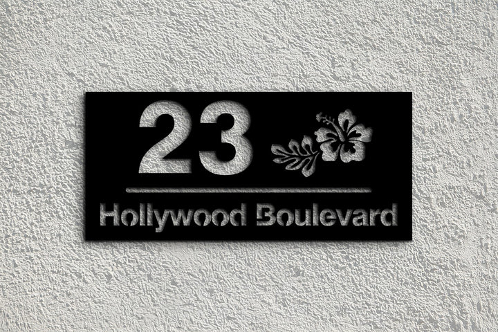 Minimalist metal street name address sign