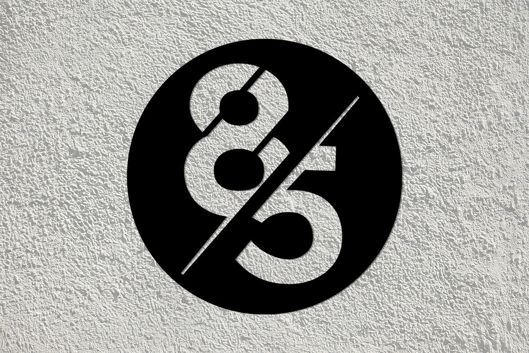 Modern round metal house sign design