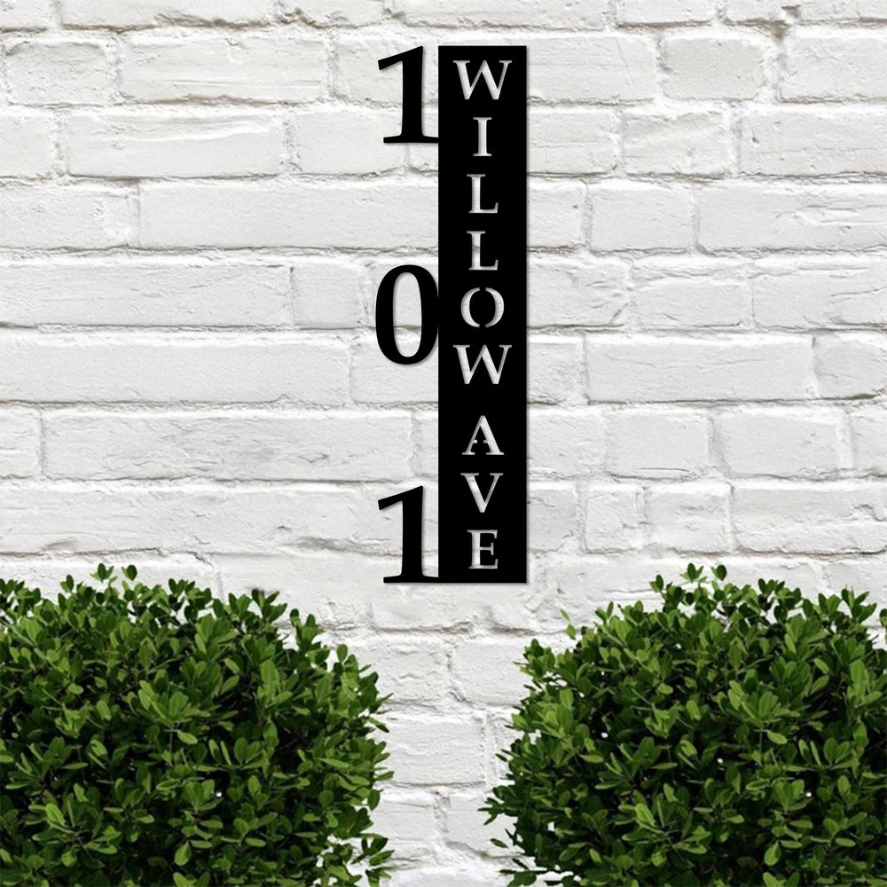 Modern address numbers welcome vertical metal design