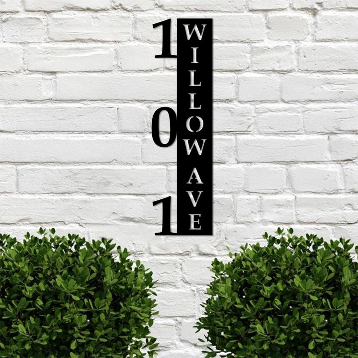 Modern address numbers welcome vertical metal design