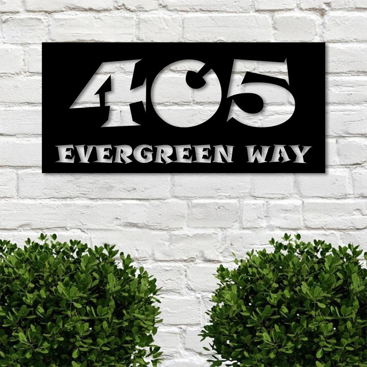 Modern rectangular metal address sign