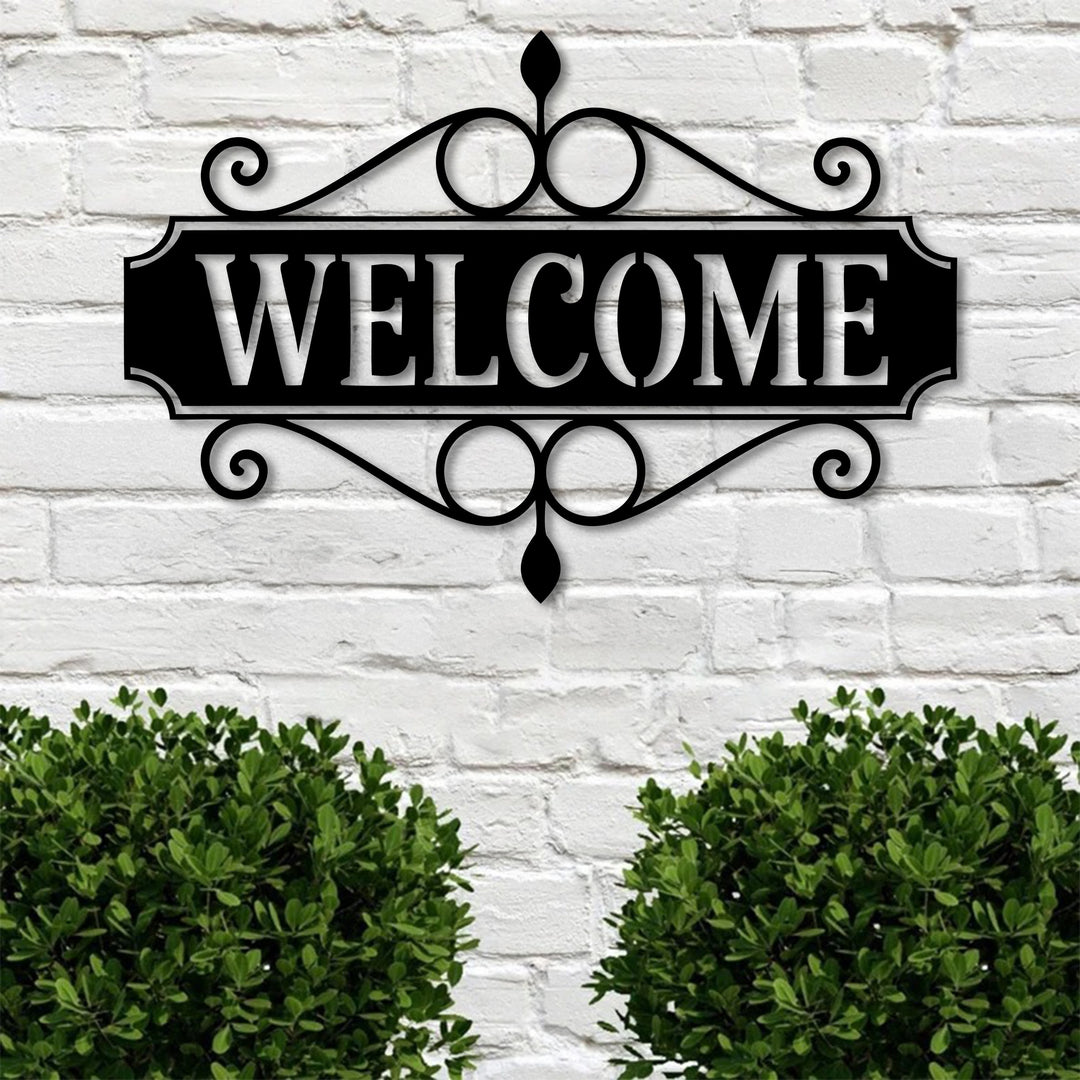 Vintage style metal welcome wall sign