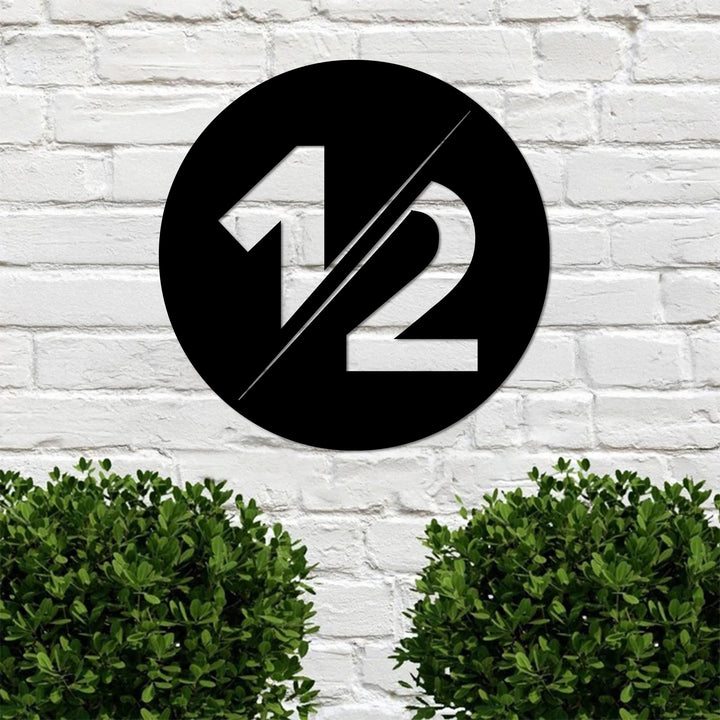 Fraction style metal wall address decor