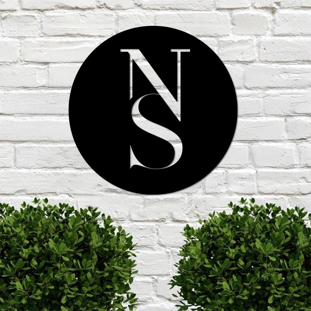 Custom monogram circular metal plaque