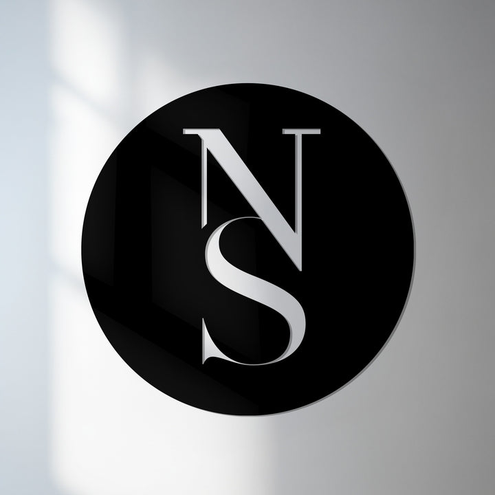 Minimalist circular monogram metal sign