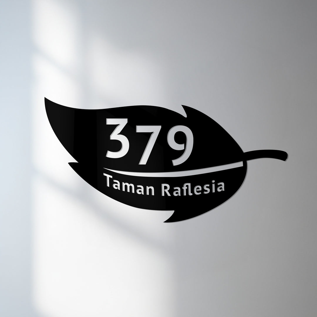 Leaf shape metal address sign