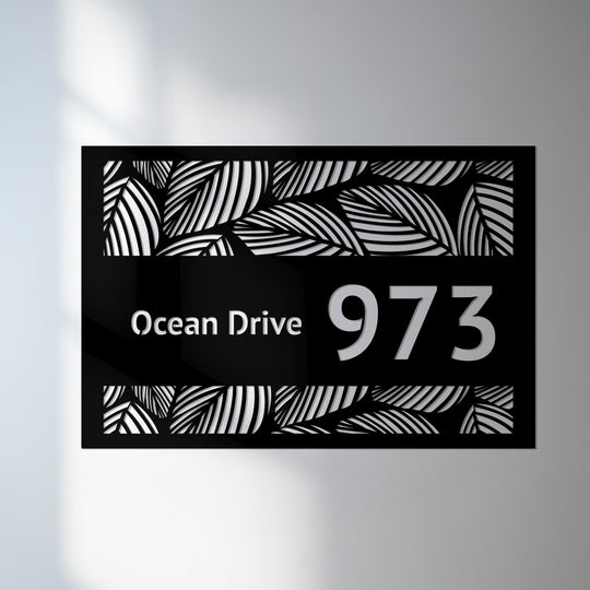 Crafted with meticulous detail, the botanical pattern on this custom metal address sign showcases durable decoration wall art, perfect for adding a refined touch to your home.