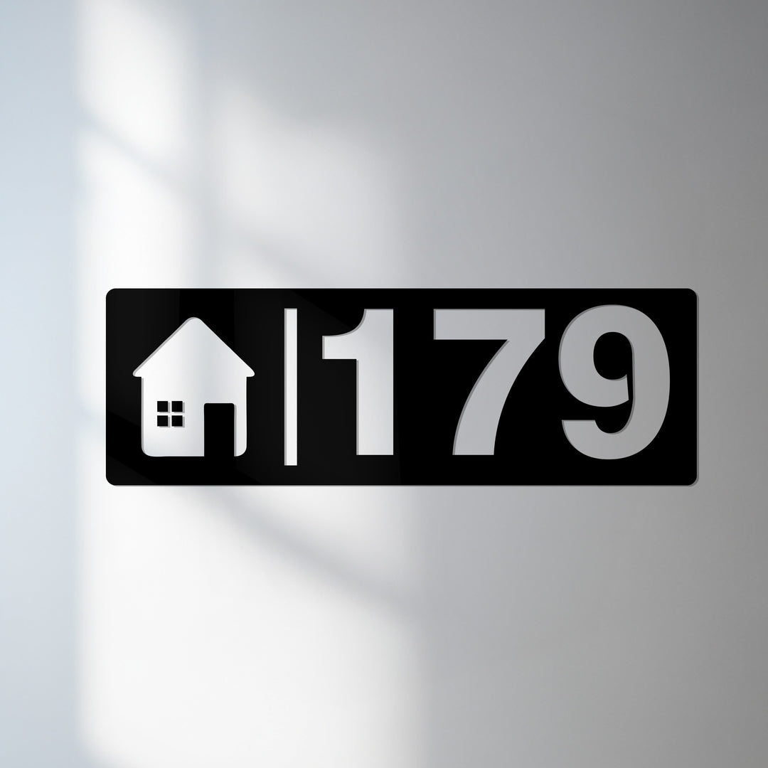 Minimal house icon metal address sign
