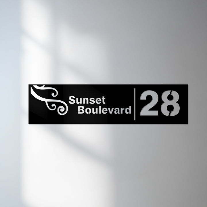 Sunset Boulevard metal house number sign