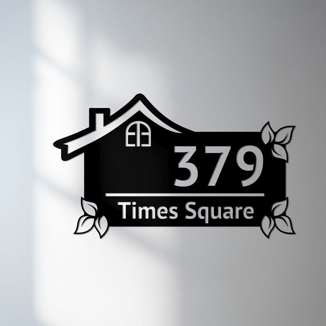 House silhouette metal address sign