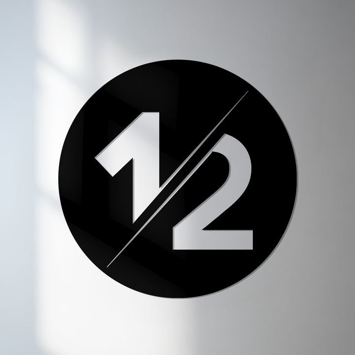 Modern circular metal address sign