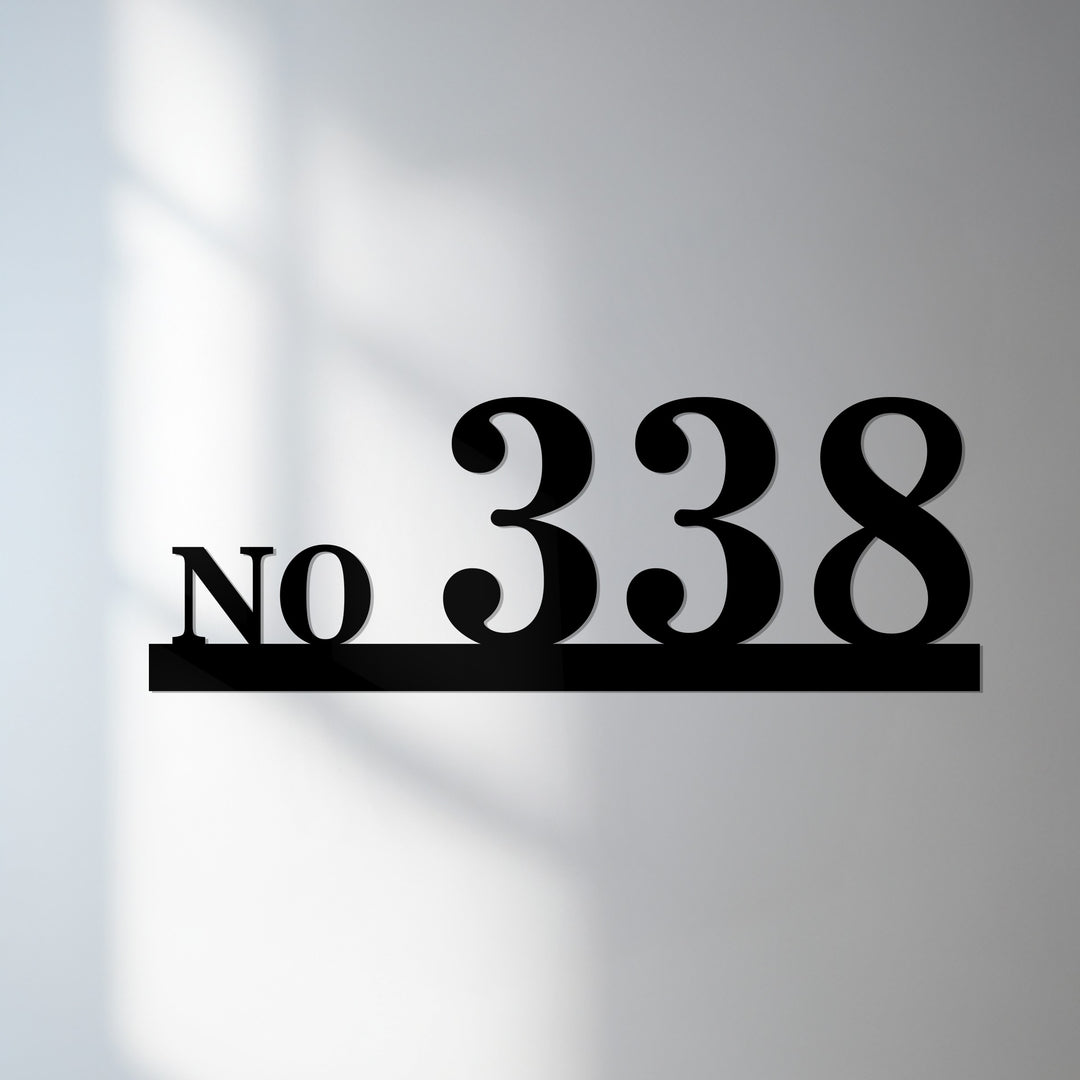 Minimal metal house number sign