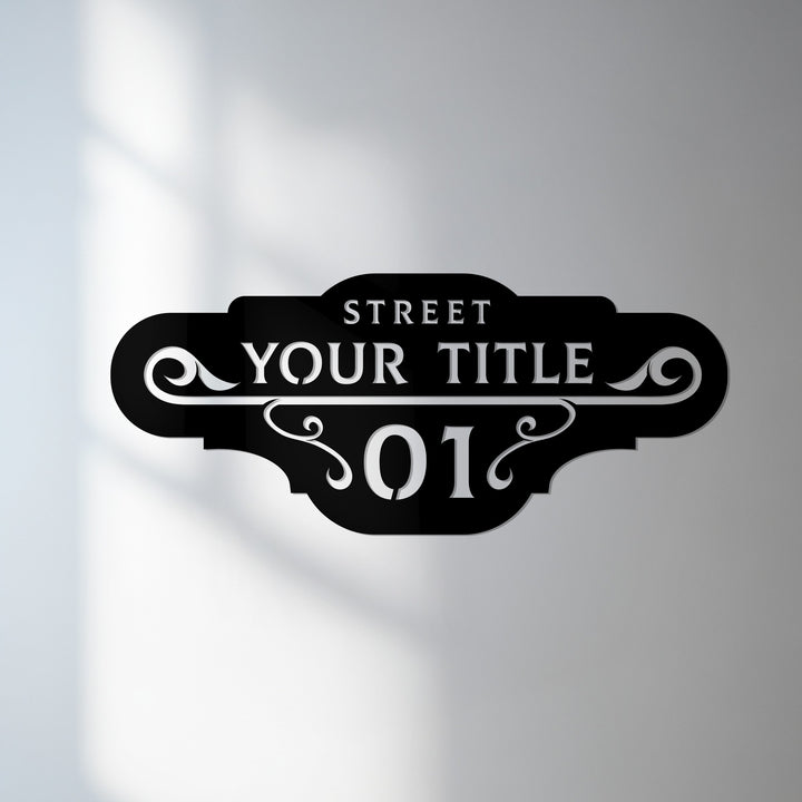 Classic ornate metal address sign