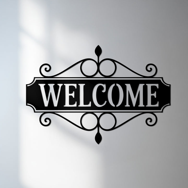 Welcome metal wall sign decorative entrance