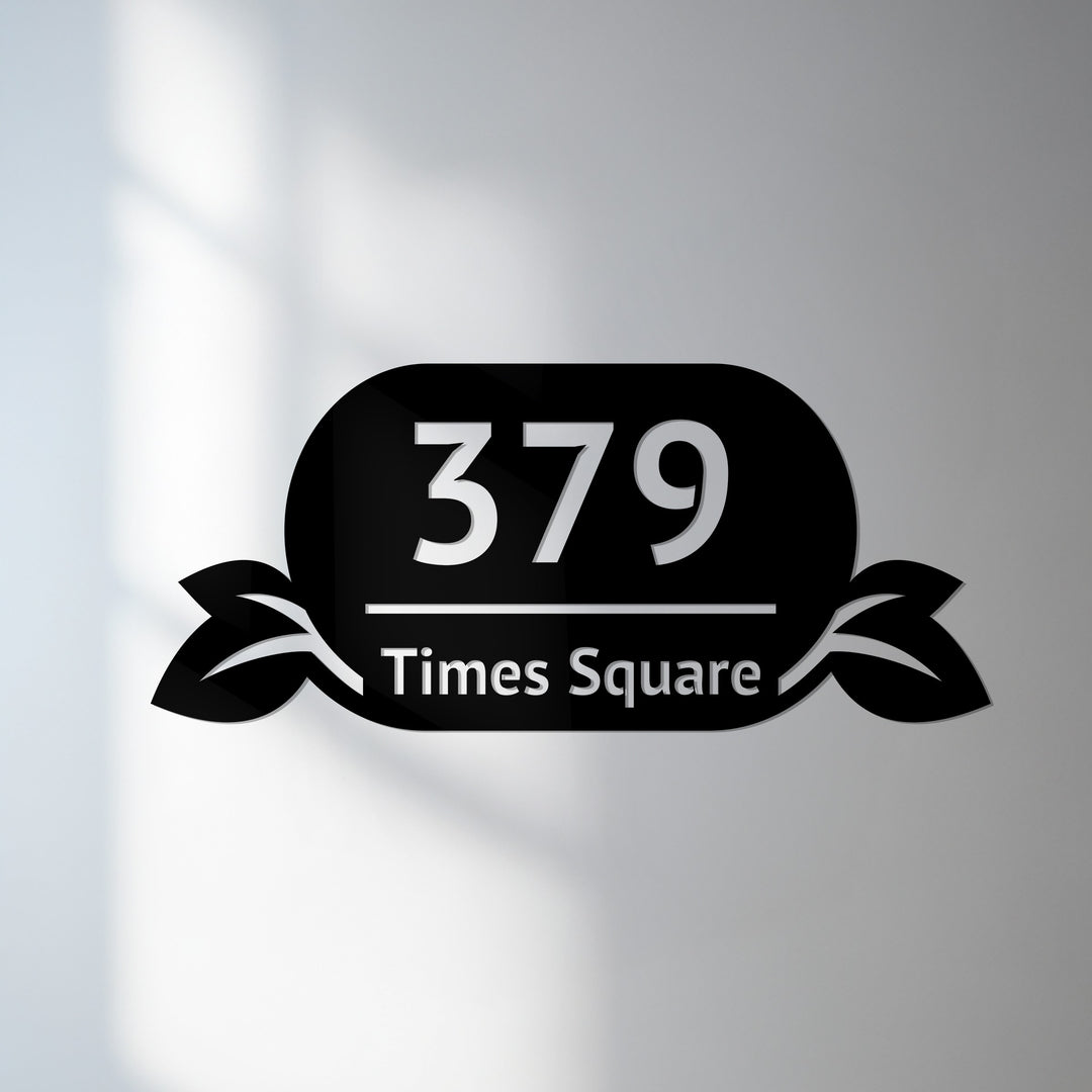 Leaf accent metal address sign