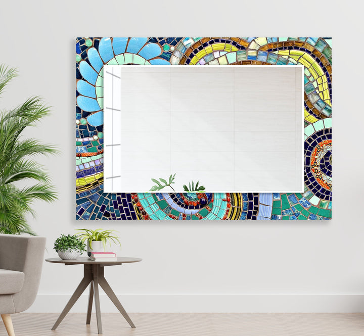 Colored Mosaic Stones Abstarct Wall Mirror Small Mirror
