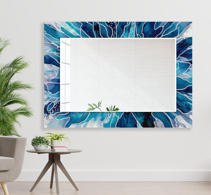 Blue and White Cracked Wall Mirror Long Wall Mirror
