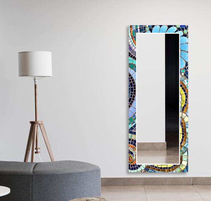 Colored Mosaic Stones Abstarct Wall Mirror Bedroom Mirror
