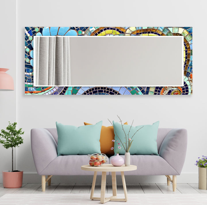 Colored Mosaic Stones Abstarct Wall Mirror Gold Wall Mirror
