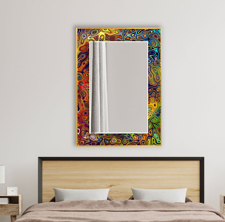 Stained Yellow Colored Wall Mirror Mosaic Mirror 
