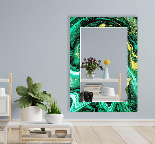 Green Epoxy Design Wall Mirror Living Room Wall Mirror

