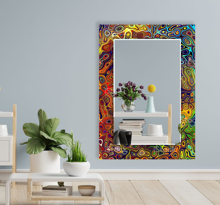 Stained Yellow Colored Wall Mirror Bedroom Wall Mirror

