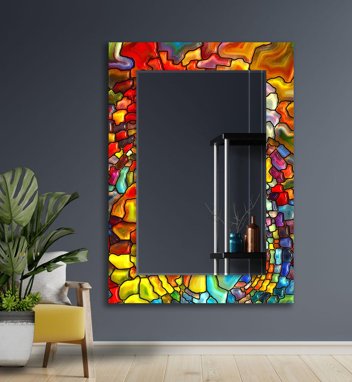 Stained Orange Wall Mirror Large Mirror
