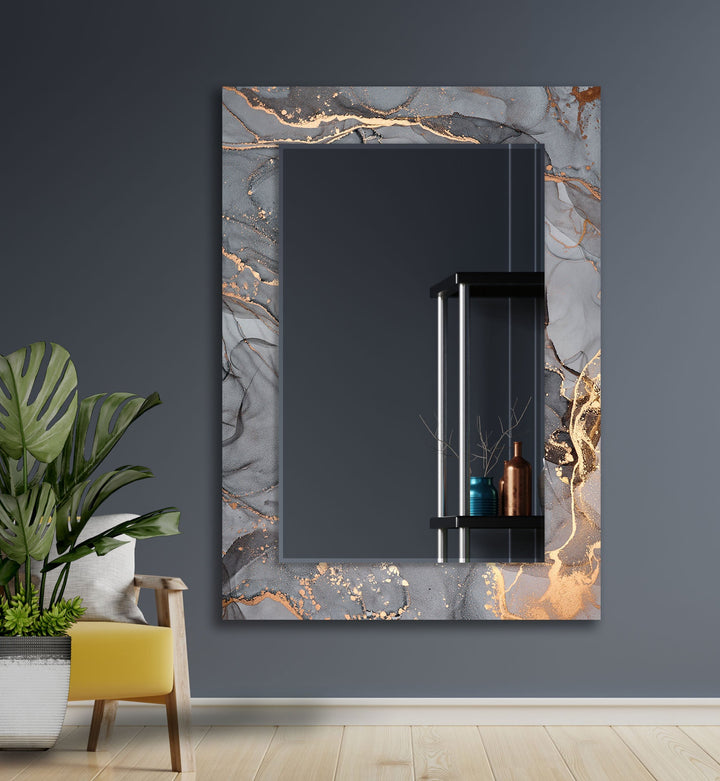 Marble Grey & Golden Wall Mirror Marble Mirror
