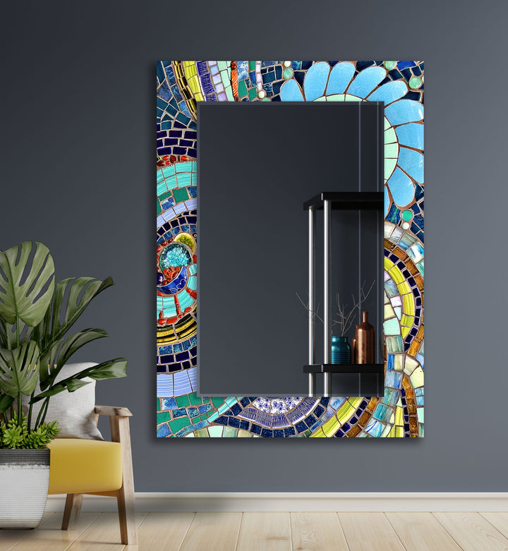Colored Mosaic Stones Abstarct Wall Mirror Large Wall Mirror

