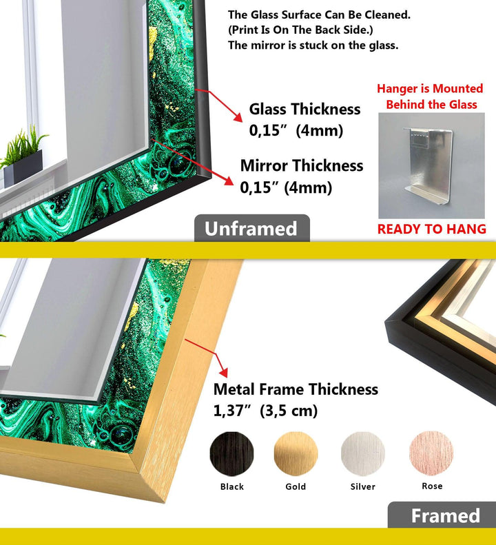 Grüner Wandspiegel im Epoxidharz-Design