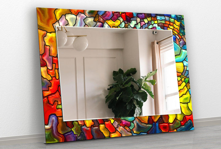 Red Colorful Stained Wall Mirror decorative mirrors
