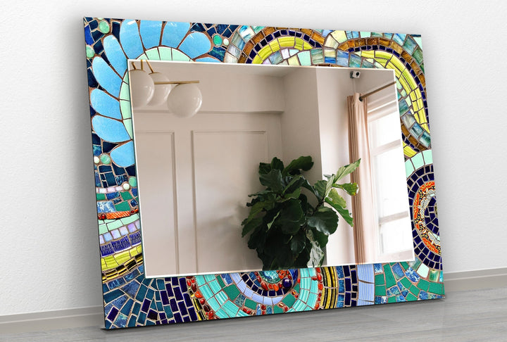 Colored Mosaic Stones Abstarct Wall Mirror Large Mirror