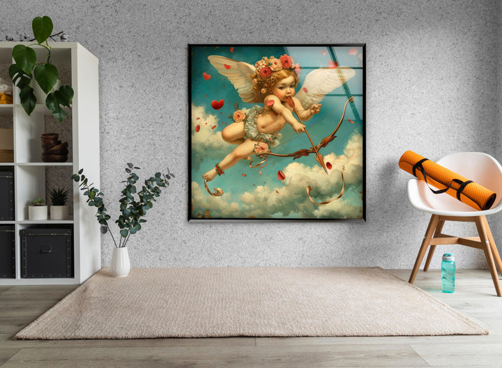 White Baby Eros Glass Print Wall Art Ideas