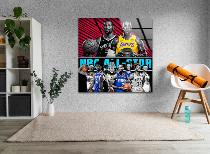 NBA All Star Players Glass Wall Art glass photo prints, glass picture prints
