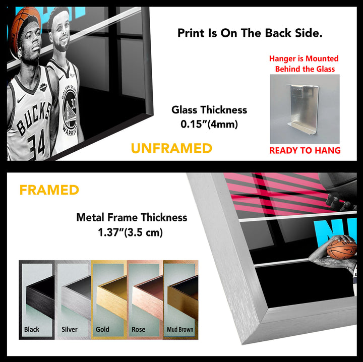 Wandbild aus Glas mit NBA-All-Star-Spielern