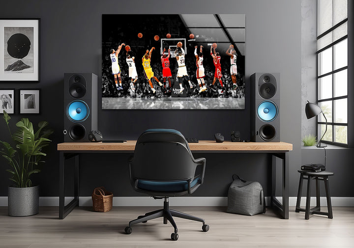 NBA All Stars Glass Wall Art photo print on glass, prints on glass wall art
