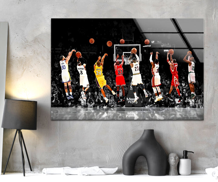 NBA All Stars Glass Wall Art glass art painting, glass art for the Wall
