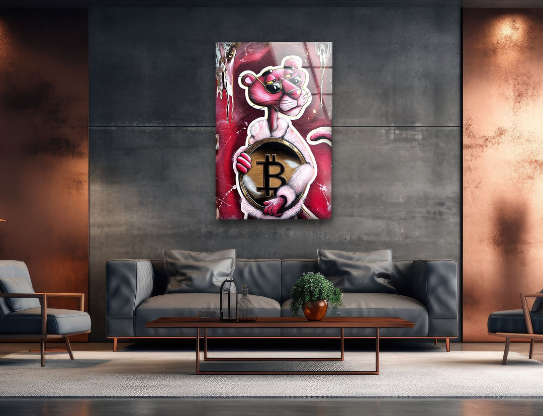 Bitcoin Panther Glass Wall Art art glass wall art, glass wall art pictures
