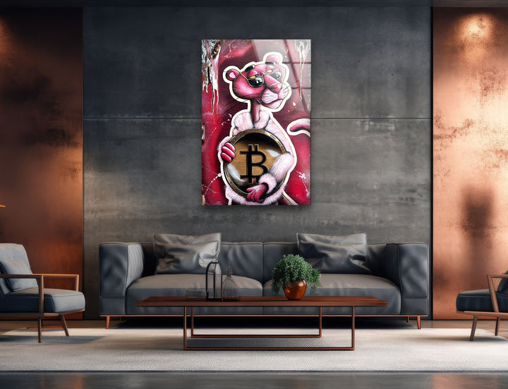 Bitcoin Panther Glass Wall Art art glass wall art, glass wall art pictures
