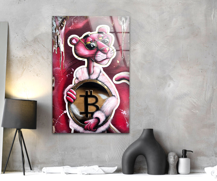 Bitcoin Panther Glass Wall Art Glass Printing Wall Art, Print photos on glass
