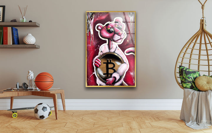 Bitcoin Panther Glass Wall Art glass photo prints, glass picture prints
