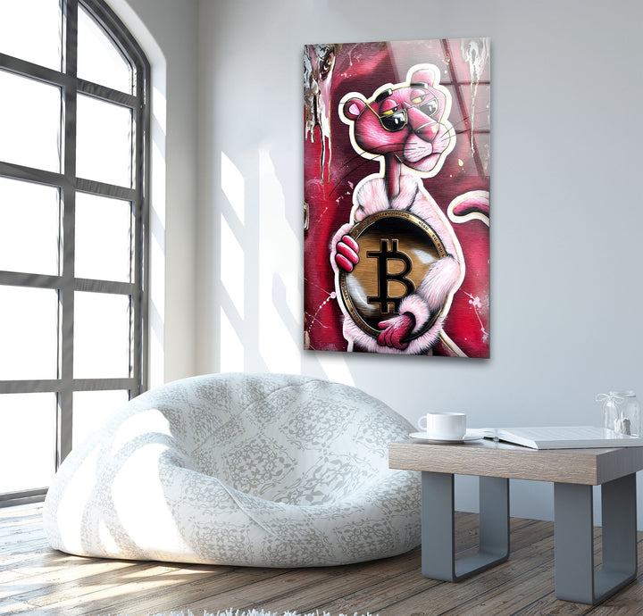 Bitcoin Panther Glass Wall Art glass image printing, glass prints from photos
