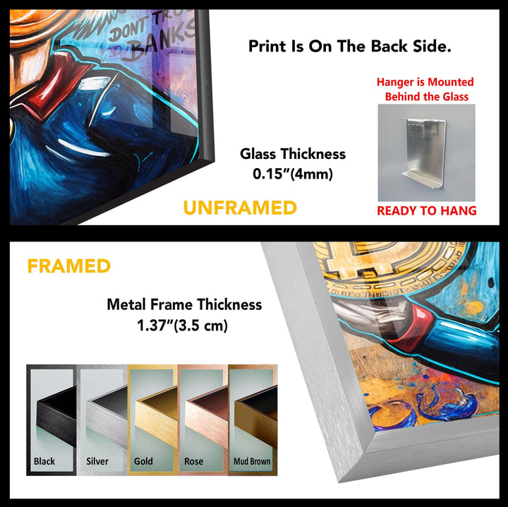 Bitcoin & Rich Duck Glass Wall Art