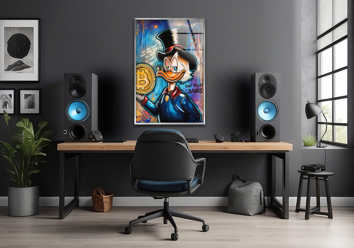 Bitcoin & Rich Duck Glass Wall Art Glass Printing Wall Art, Print photos on glass
