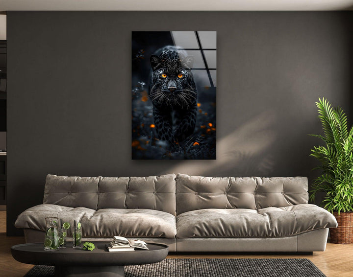 Black Java Leopard Glass Wall Art glass pictures for Wall, glass prints wall art