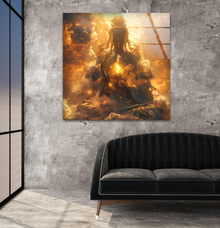 Buddha on the Cloud Stained Glass Art Creations
