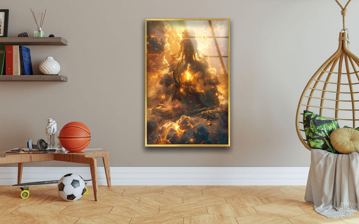 Buddha on the Cloud Print on Glass Art Pieces