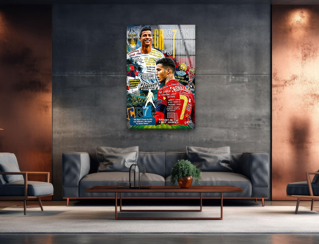 CR7 Style Glass Wall Art glass photo prints, glass picture prints
